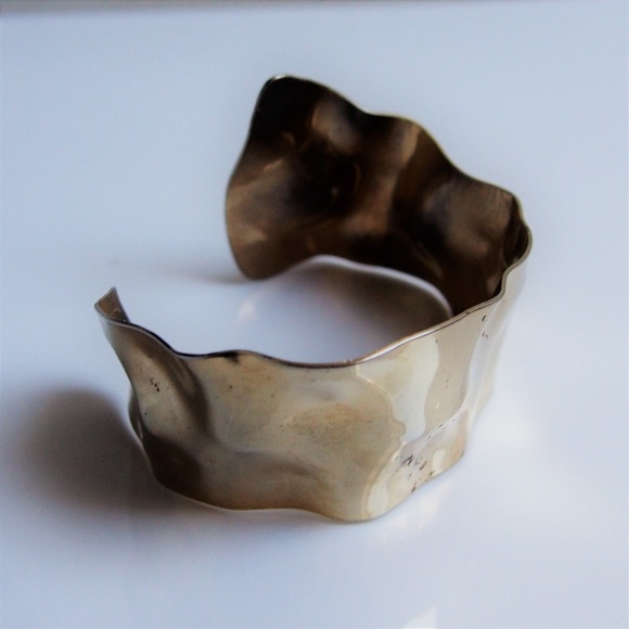 Vintage Jewelry - VTG Asymmetric Hammered Metal Cuff Bracelet